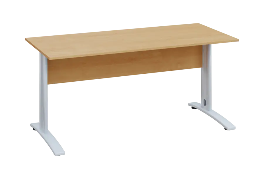 EPK 27 - 16 stůl kancelářský, kovová podnož bílá, deska 25 mm, široký 1600, javor horský